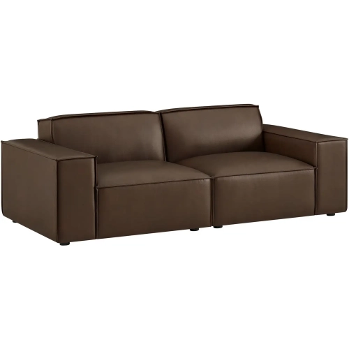 Restore 2 Piece Modular Loveseat in Espresso Brown Vegan Leather
