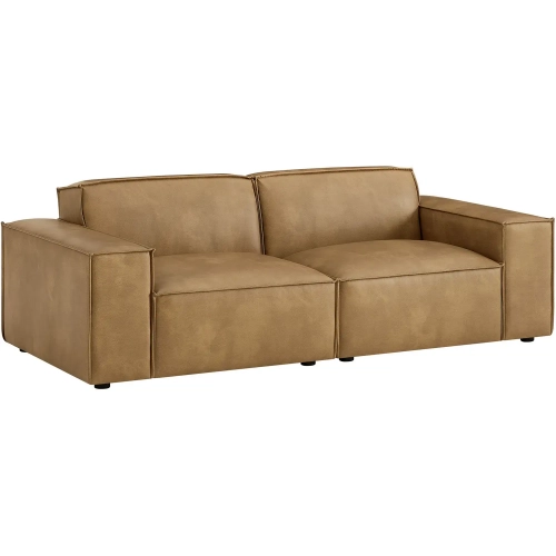 Restore 2 Piece Modular Loveseat in Toast Brown Vegan Leather