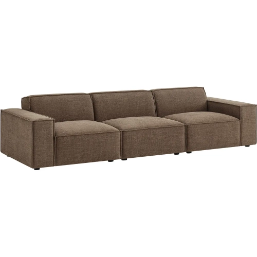 Restore 3 Piece Modular Sofa in Mocha Brown Performance Fabric