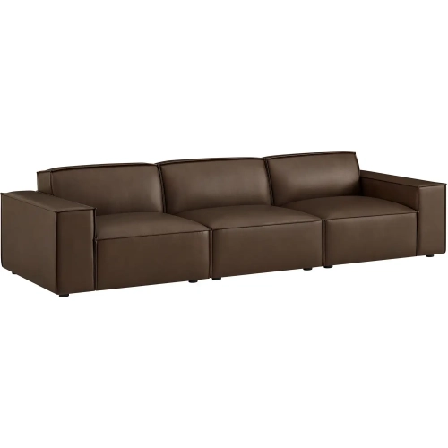 Restore 3 Piece Modular Sofa in Espresso Brown Vegan Leather
