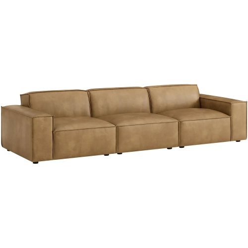 Restore 3 Piece Modular Sofa in Toast Brown Vegan Leather