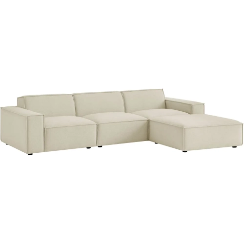 Restore 4 Piece Set Modular Sofa with Ottoman in Ecru White Performance Fabric