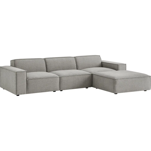 Restore 4 Piece Set Modular Sofa with Ottoman in Pewter Brown Performance Fabric