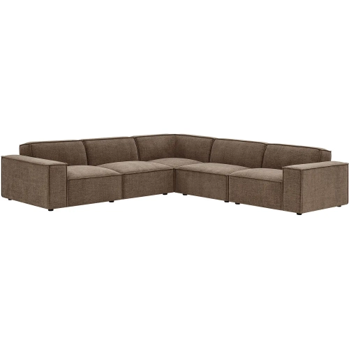 Restore 5 Piece Modular L Shaped Sectional Sofa in Mocha Brown Performance Fabric
