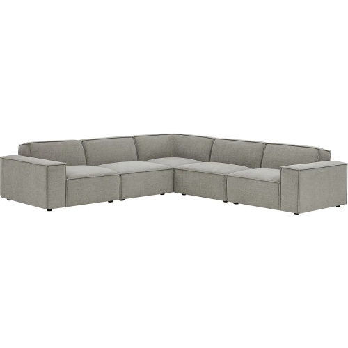 Restore 5 Piece Modular L Shaped Sectional Sofa in Pewter Brown Performance Fabric