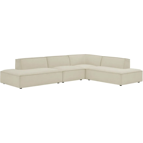 Restore 4 Piece Modular L Shaped Armless Sectional Sofa in Ecru White Performance Fabric