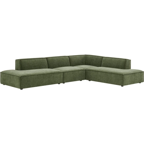 Restore 4 Piece Modular L Shaped Armless Sectional Sofa in Foliage Green Performance Fabric