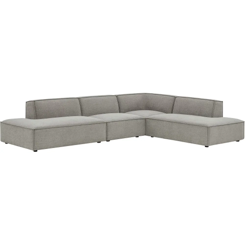 Restore 4 Piece Modular L Shaped Armless Sectional Sofa in Pewter Brown Performance Fabric