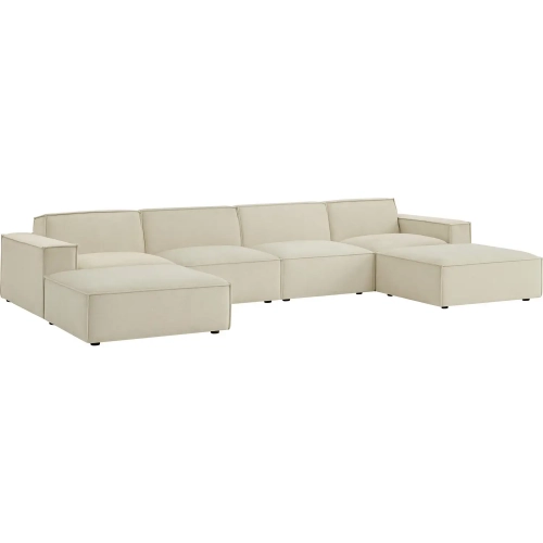 Restore 6 Piece Modular Sectional Sofa in Ecru White Performance Fabric
