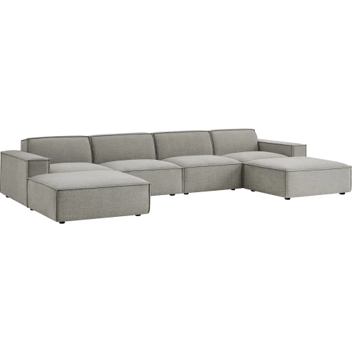 Restore 6 Piece Modular Sectional Sofa in Pewter Brown Performance Fabric