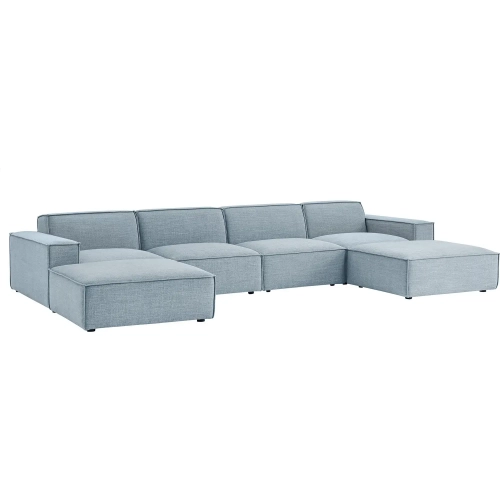 Restore 6 Piece Modular Sectional Sofa in Sky Blue Performance Fabric