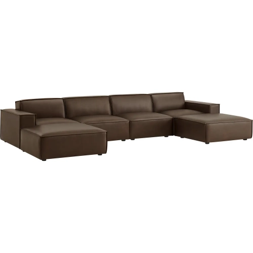 Restore 6 Piece Modular Sectional Sofa in Espresso Brown Vegan Leather