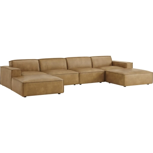Restore 6 Piece Modular Sectional Sofa in Toast Brown Vegan Leather
