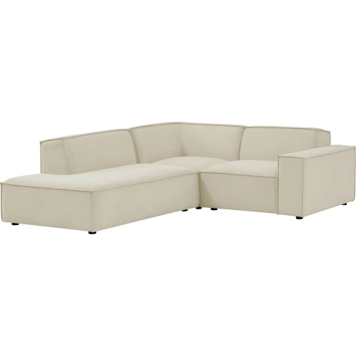Restore 3 Piece Modular Left Chaise Sectional Sofa in Ecru Off White Performance Fabric