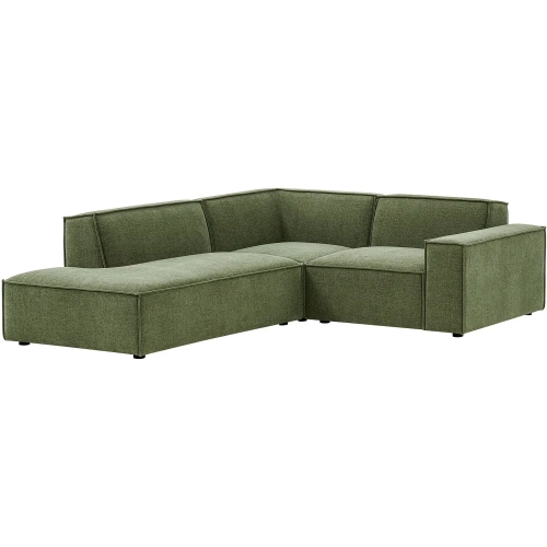 Restore 3 Piece Modular Left Chaise Sectional Sofa in Foliage Green Performance Fabric