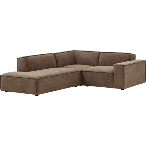 Restore 3 Piece Modular Left Chaise Sectional Sofa in Mocha Brown Performance Fabric
