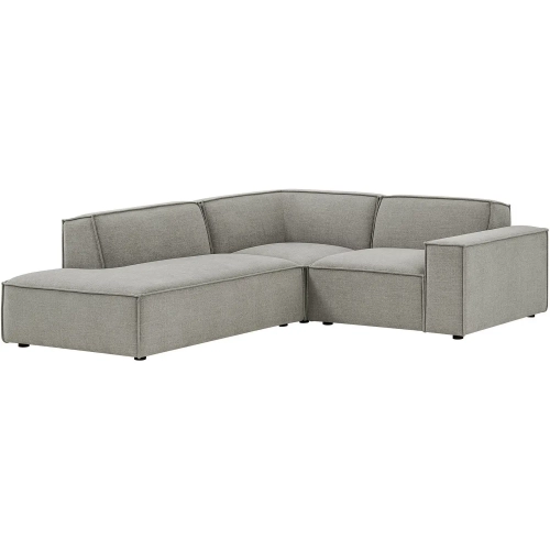 Restore 3 Piece Modular Left Chaise Sectional Sofa in Pewter Brown Performance Fabric