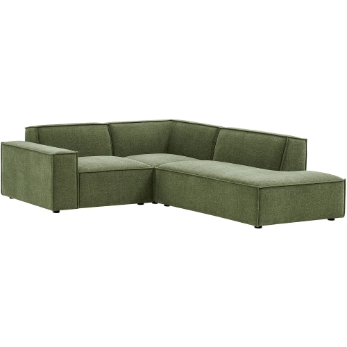 Restore 3 Piece Modular Right Chaise Sectional Sofa in Foliage Green Performance Fabric