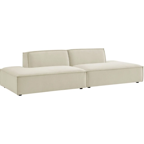 Restore 2 Piece Armless Modular Loveseat in Ecru Off White Performance Fabric