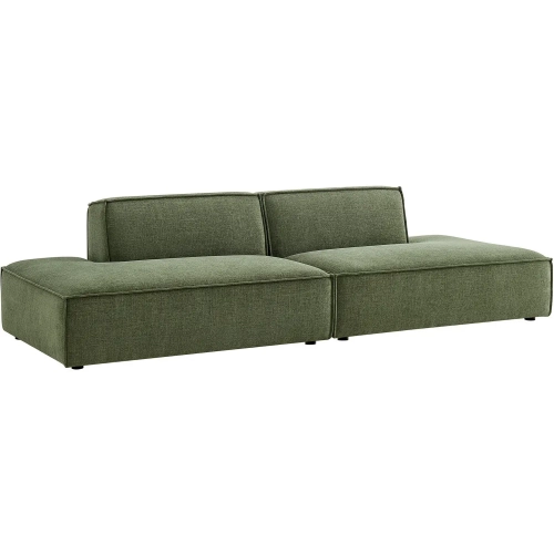 Restore 2 Piece Armless Modular Loveseat in Foliage Green Performance Fabric