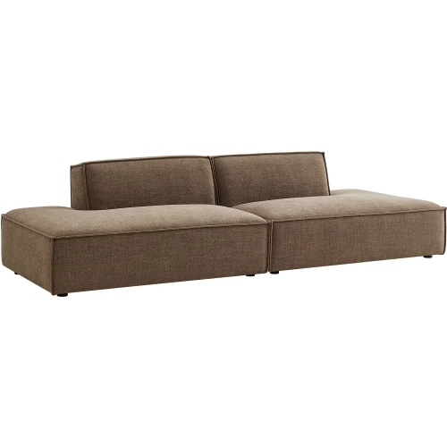 Restore 2 Piece Armless Modular Loveseat in Mocha Brown Performance Fabric
