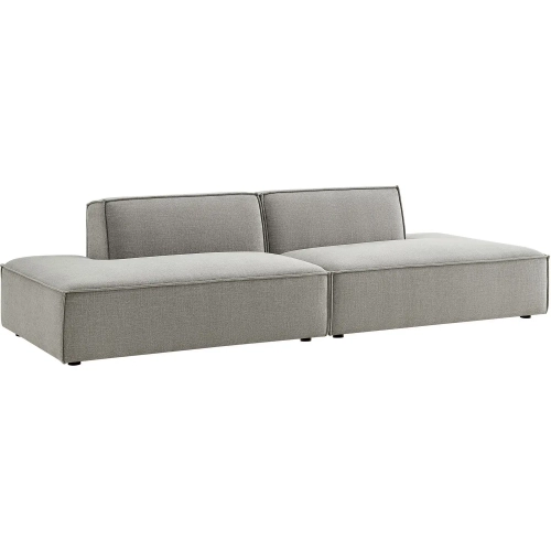 Restore 2 Piece Armless Modular Loveseat in Pewter Brown Performance Fabric
