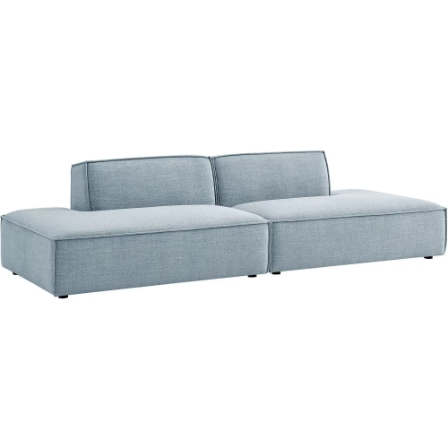 Restore 2 Piece Armless Modular Loveseat in Sky Blue Performance Fabric