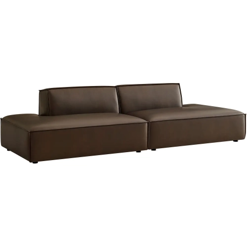 Restore 2 Piece Armless Modular Loveseat in Espresso Brown Vegan Leather