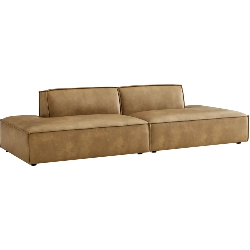 Restore 2 Piece Armless Modular Loveseat in Toast Brown Vegan Leather