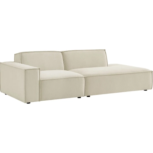 Restore 2 Piece Left Arm Modular Loveseat in Ecru Off White Performance Fabric