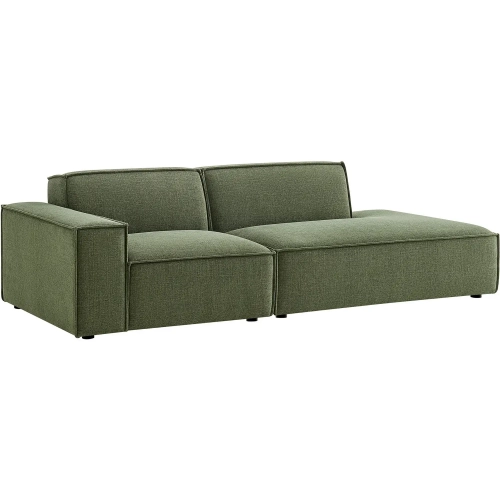 Restore 2 Piece Left Arm Modular Loveseat in Foliage Green Performance Fabric