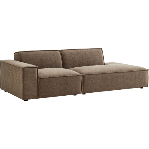 Restore 2 Piece Left Arm Modular Loveseat in Mocha Brown Performance Fabric