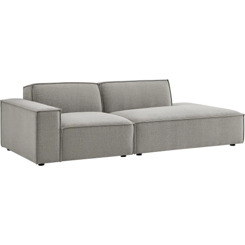 Restore 2 Piece Left Arm Modular Loveseat in Pewter Brown Performance Fabric
