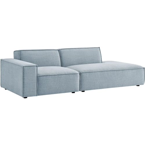 Restore 2 Piece Left Arm Modular Loveseat in Sky Blue Performance Fabric