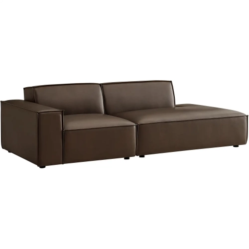 Restore 2 Piece Left Arm Modular Loveseat in Espresso Brown Vegan Leather