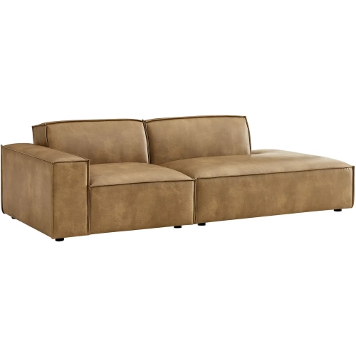 Restore 2 Piece Left Arm Modular Loveseat in Toast Brown Vegan Leather