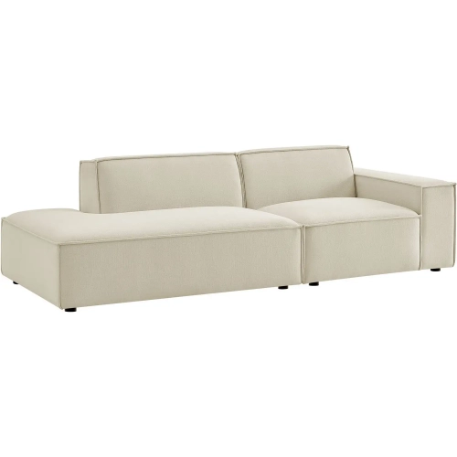 Restore 2 Piece Right Arm Modular Loveseat in Ecru Off White Performance Fabric