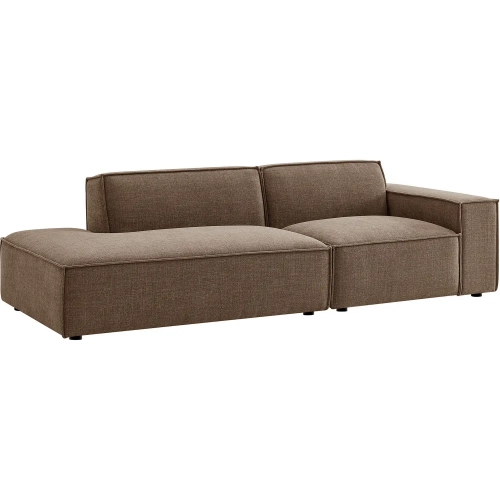 Restore 2 Piece Right Arm Modular Loveseat in Mocha Brown Performance Fabric