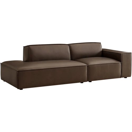 Restore 2 Piece Right Arm Modular Loveseat in Espresso Brown Vegan Leather