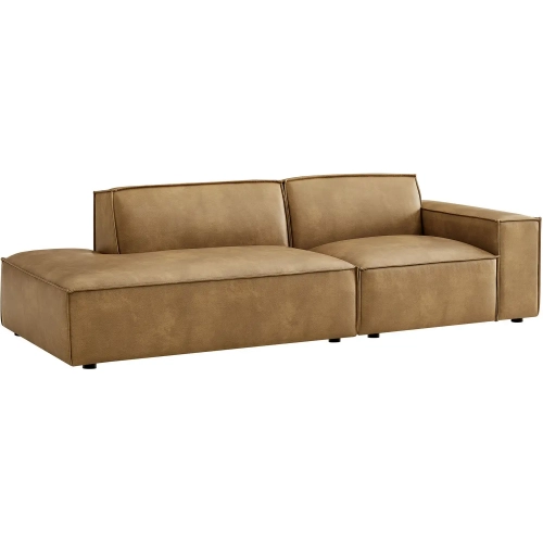 Restore 2 Piece Right Arm Modular Loveseat in Toast Brown Vegan Leather