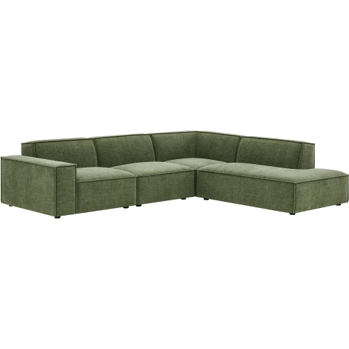 Restore 4 Piece Modular L Shaped Sectional Sofa in Foliage Green Performance Fabric
