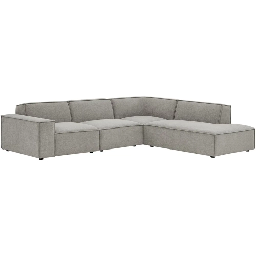 Restore 4 Piece Modular L Shaped Sectional Sofa in Pewter Brown Performance Fabric