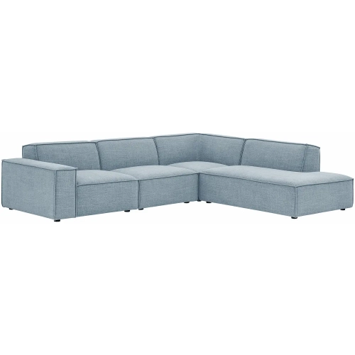 Restore 4 Piece Modular L Shaped Sectional Sofa in Sky Blue Performance Fabric
