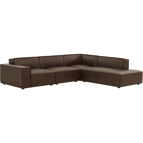 Restore 4 Piece Modular L Shaped Sectional Sofa in Espresso Brown Vegan Leather