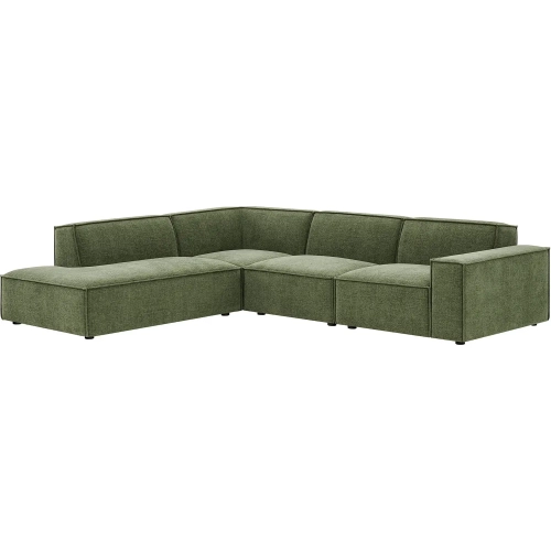 Restore 4 Piece Modular L Shaped Sectional Sofa in Foliage Green Performance Fabric