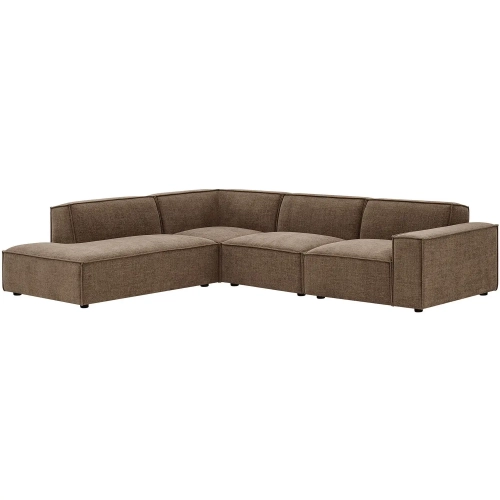 Restore 4 Piece Modular L Shaped Sectional Sofa in Mocha Brown Performance Fabric