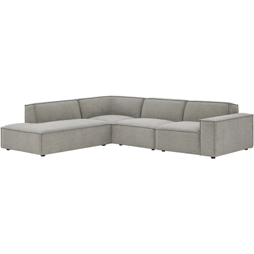 Restore 4 Piece Modular L Shaped Sectional Sofa in Pewter Brown Performance Fabric