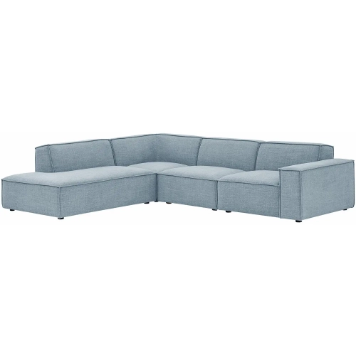 Restore 4 Piece Modular L Shaped Sectional Sofa in Sky Blue Performance Fabric