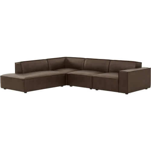 Restore 4 Piece Modular L Shaped Sectional Sofa in Espresso Brown Vegan Leather