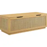 Soma 47" Storage Bench in Oak Finish & Faux Rattan